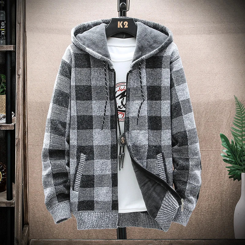 Checkered Plaid Hooded Jumper Jacket Happy Phoenix