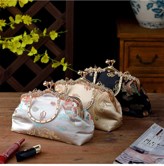 Elegant Vintage Embroidery Evening Clutch Bag Happy Phoenix