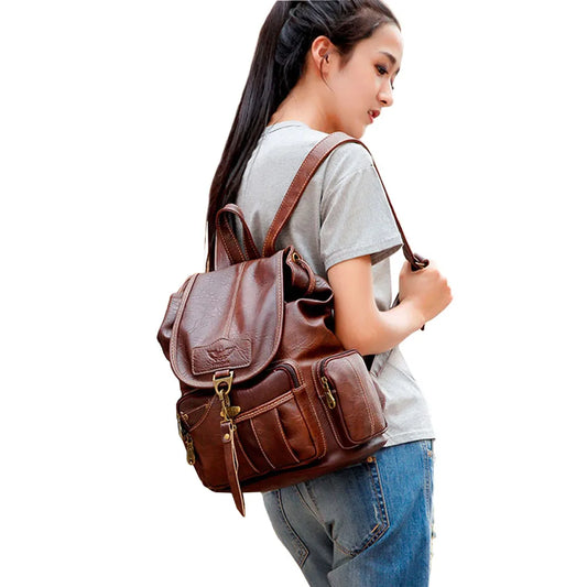 Drawstring High Quality PU Leather Backpacks Happy Phoenix