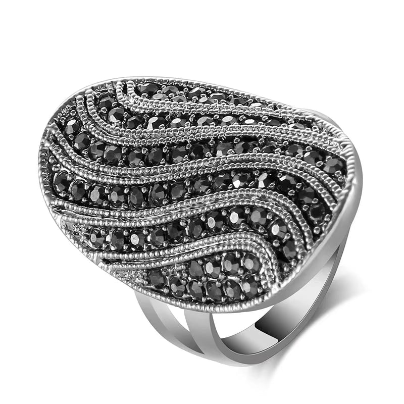 Geometric Paved Black CZ Ring Happy Phoenix