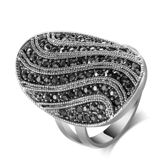 Geometric Paved Black CZ Ring Happy Phoenix