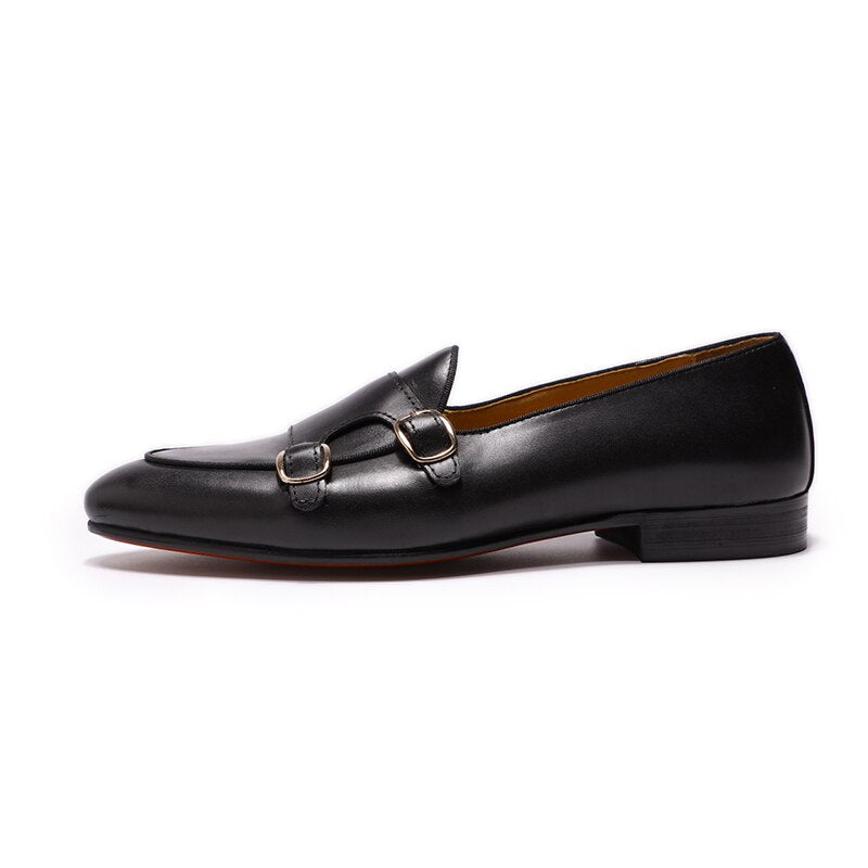 Genuine Leather Handmade Monk Strap Loafers Happy Phoenix