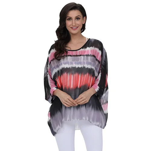 Tie Dye Print Casual Top Happy Phoenix