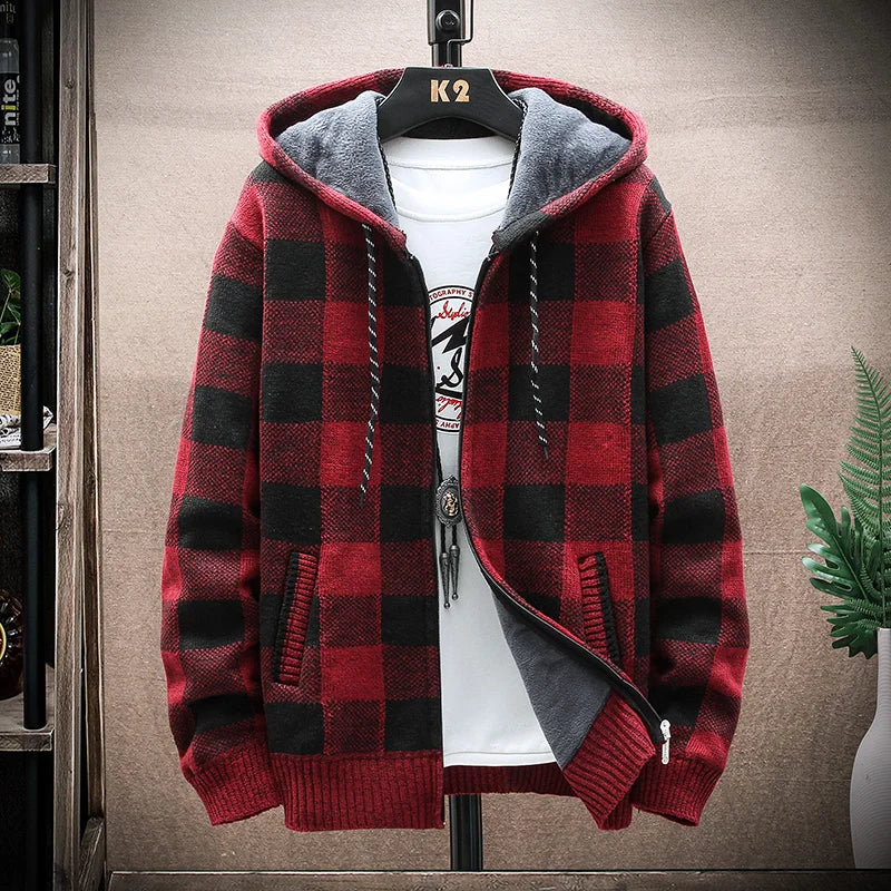 Checkered Plaid Hooded Jumper Jacket Happy Phoenix