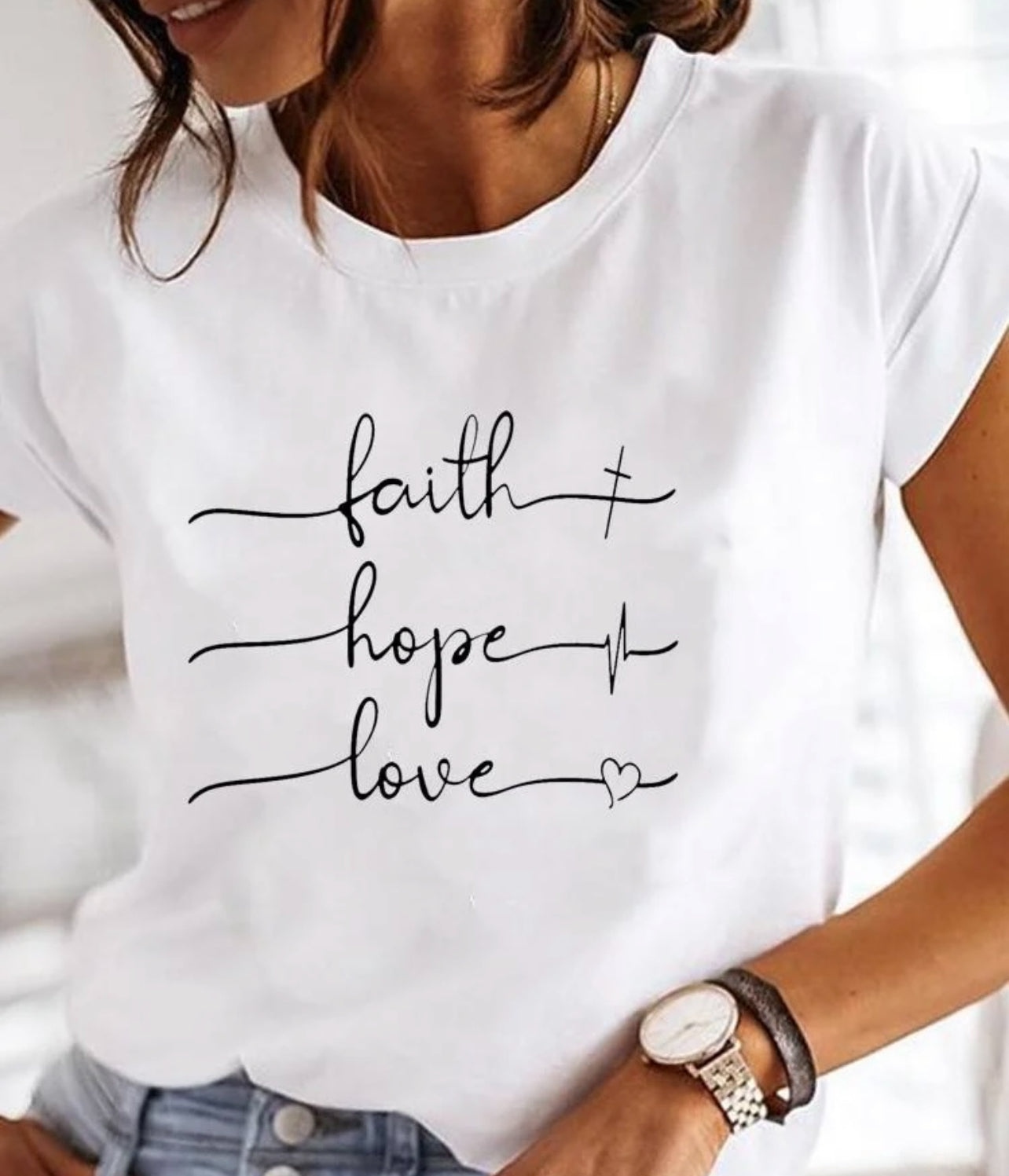 Faith Hope Love Print Top Happy Phoenix