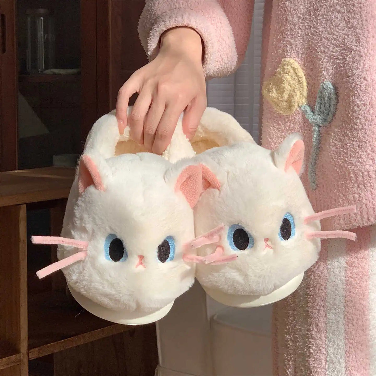 Warm Cartoon Cat Cotton Slides Happy Phoenix