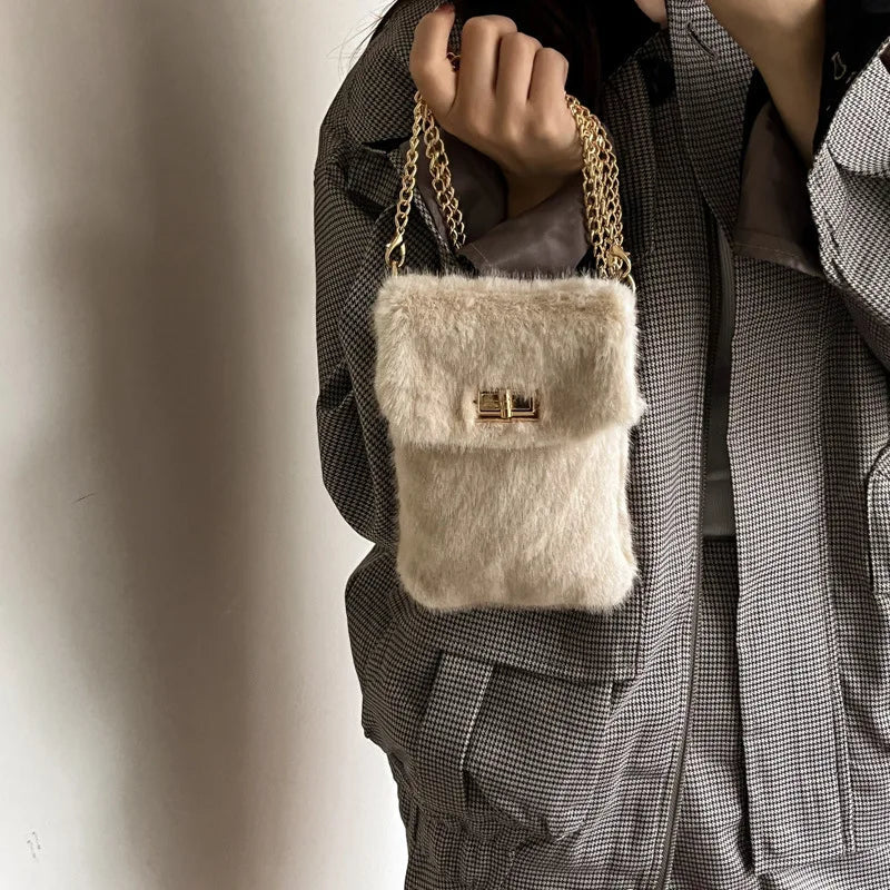 Real Mink Fur Messenger Bag Happy Phoenix