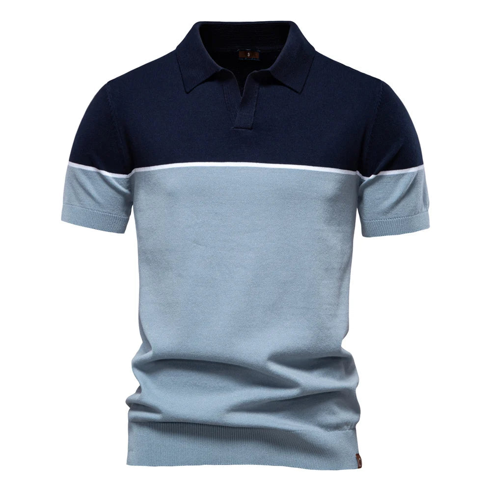 Athletic V-Neck Color Block Slim Fit Polo Shirt Happy Phoenix