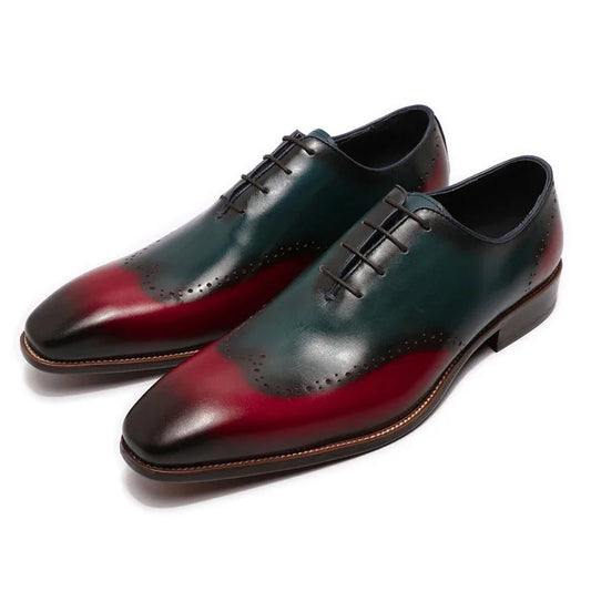 Real Leather Handcrafted Wing-tip Oxford Formal Shoes Happy Phoenix