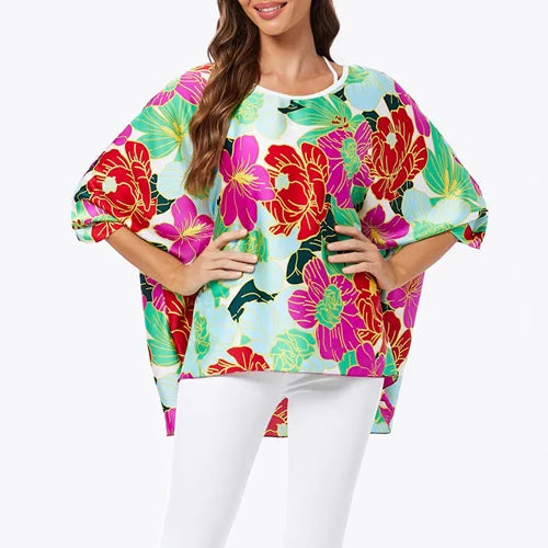 Petal Print Casual Top Happy Phoenix