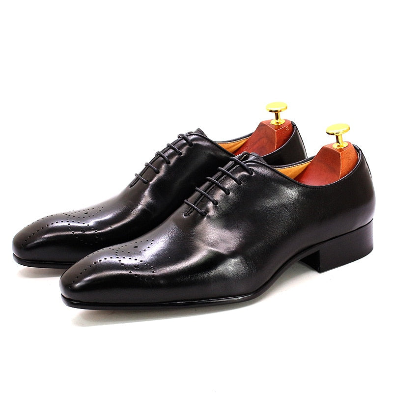 Black Oxfords Casual Pointed Toe Leather Formal Men's Shoes Happy Phoenix