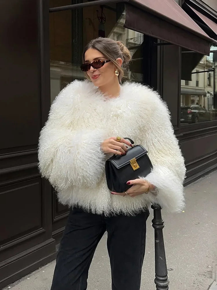 Luxury Loose Long Sleeve Fluffy Faux Fur Jacket Happy Phoenix