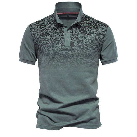Gradient Printed Men's Short Sleeve Polo Shirt Happy Phoenix