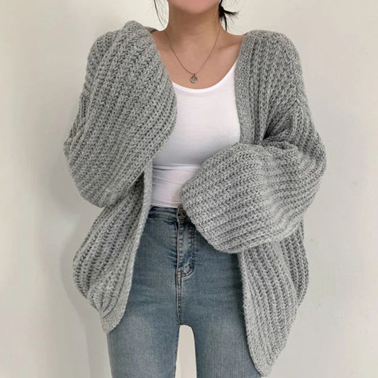 Vintage Casual Lantern Sleeve Cardigan Happy Phoenix