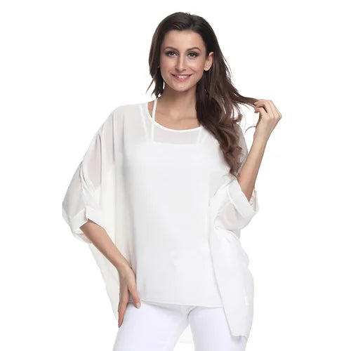 Casual White Off Shoulder Chiffon Blouse Happy Phoenix