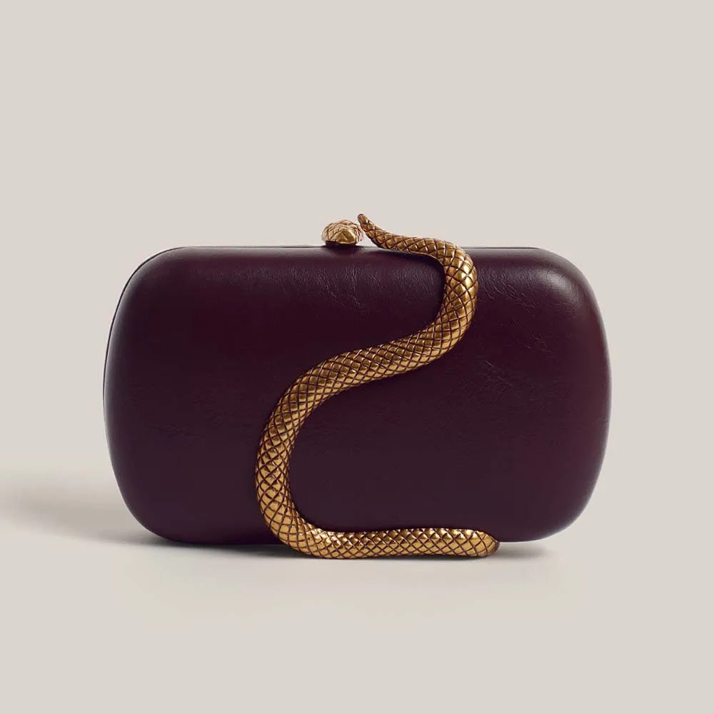 Gold Snake Closure Clutch Bag Happy Phoenix