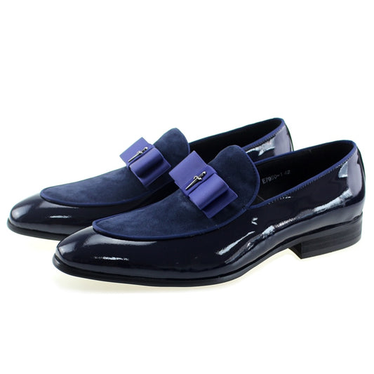 Leather Suede Patchwork with Bow Tie Wedding Shoes Happy Phoenix