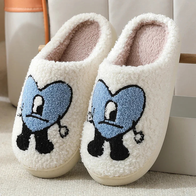Cute Fuzzy Cartoon Heart Slippers Happy Phoenix