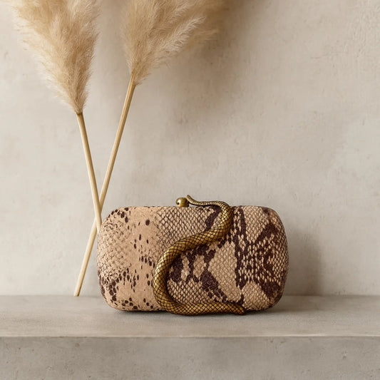 Gold Snake Closure Clutch Bag Happy Phoenix