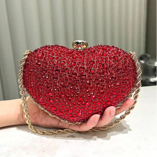 Small in Size, Big on Glamour - Diamond Inlay Heart Shape Clutch Happy Phoenix