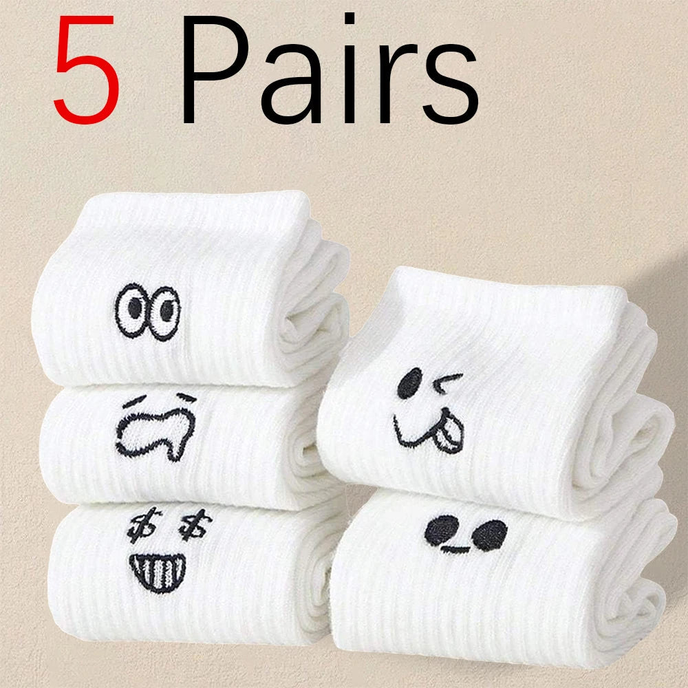 5 Pairs Cartoon Expression Socks – Breathable, Casual & Versatile Happy Phoenix