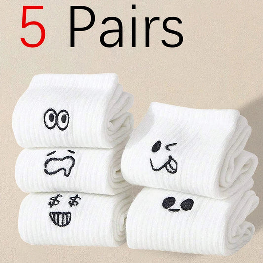 5 Pairs Cartoon Expression Socks – Breathable, Casual & Versatile Happy Phoenix