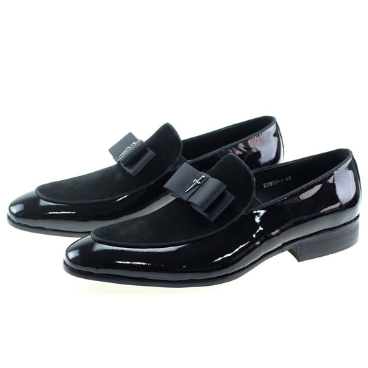 Leather Suede Patchwork with Bow Tie Wedding Shoes Happy Phoenix