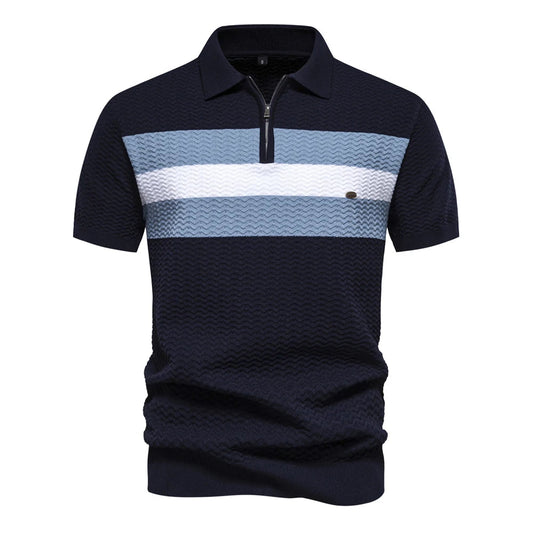 Textured Ribbed Knit Polo Shirt Happy Phoenix