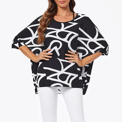 Asymmetric Pattern Elegant Casual Blouse Happy Phoenix