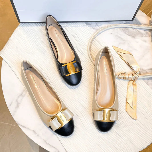 Bow Color-blocking Casual Flats Happy Phoenix