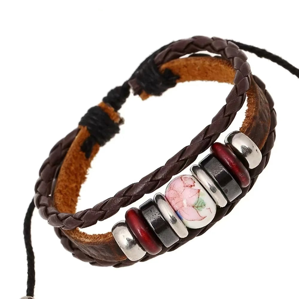 Vintage Genuine Leather Couple Bracelet Happy Phoenix