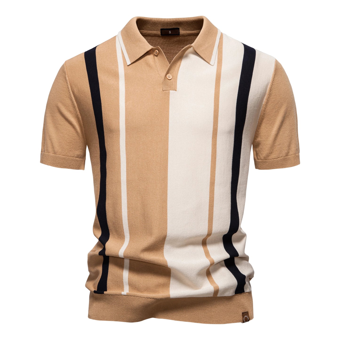 Breathable Striped Mesh Casual Polo Shirt Happy Phoenix