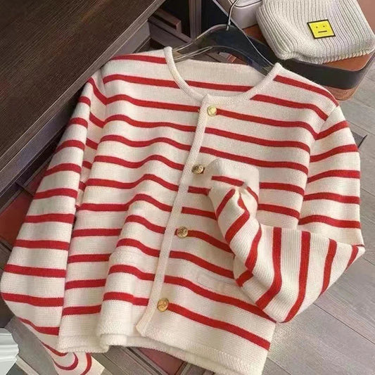 Casual Chic Stripe Knitted Sweater Happy Phoenix