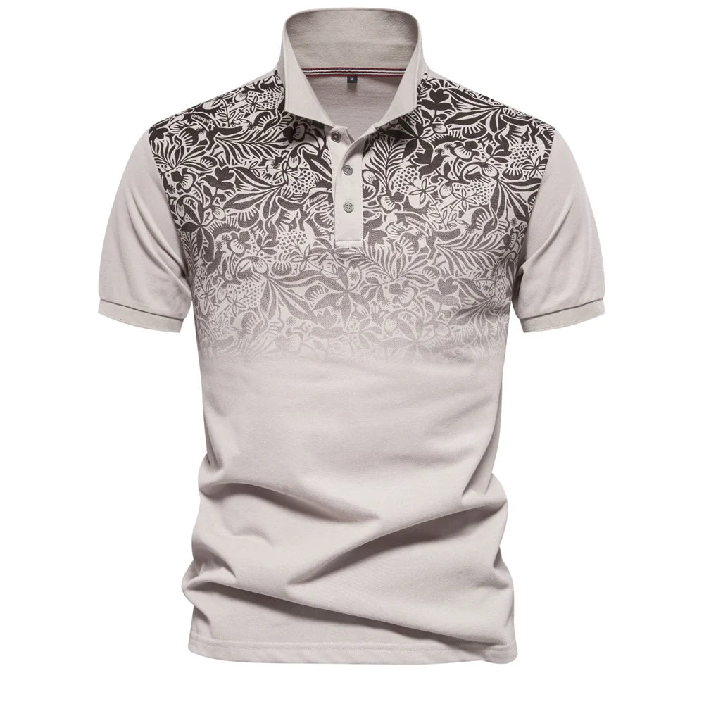 Gradient Printed Men's Short Sleeve Polo Shirt Happy Phoenix