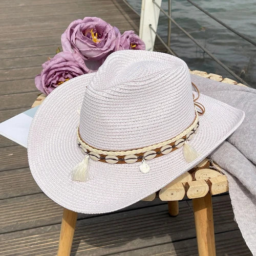 Shell Fringe Cowgirl Summer Straw Hat Happy Phoenix