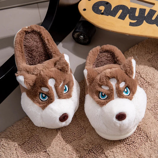 Cute Cartoon Husky Warm Slippers Happy Phoenix