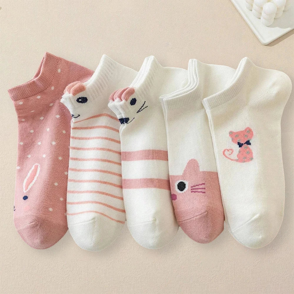 Women’s Cartoon Pattern Socks – 5-Pair Set Happy Phoenix