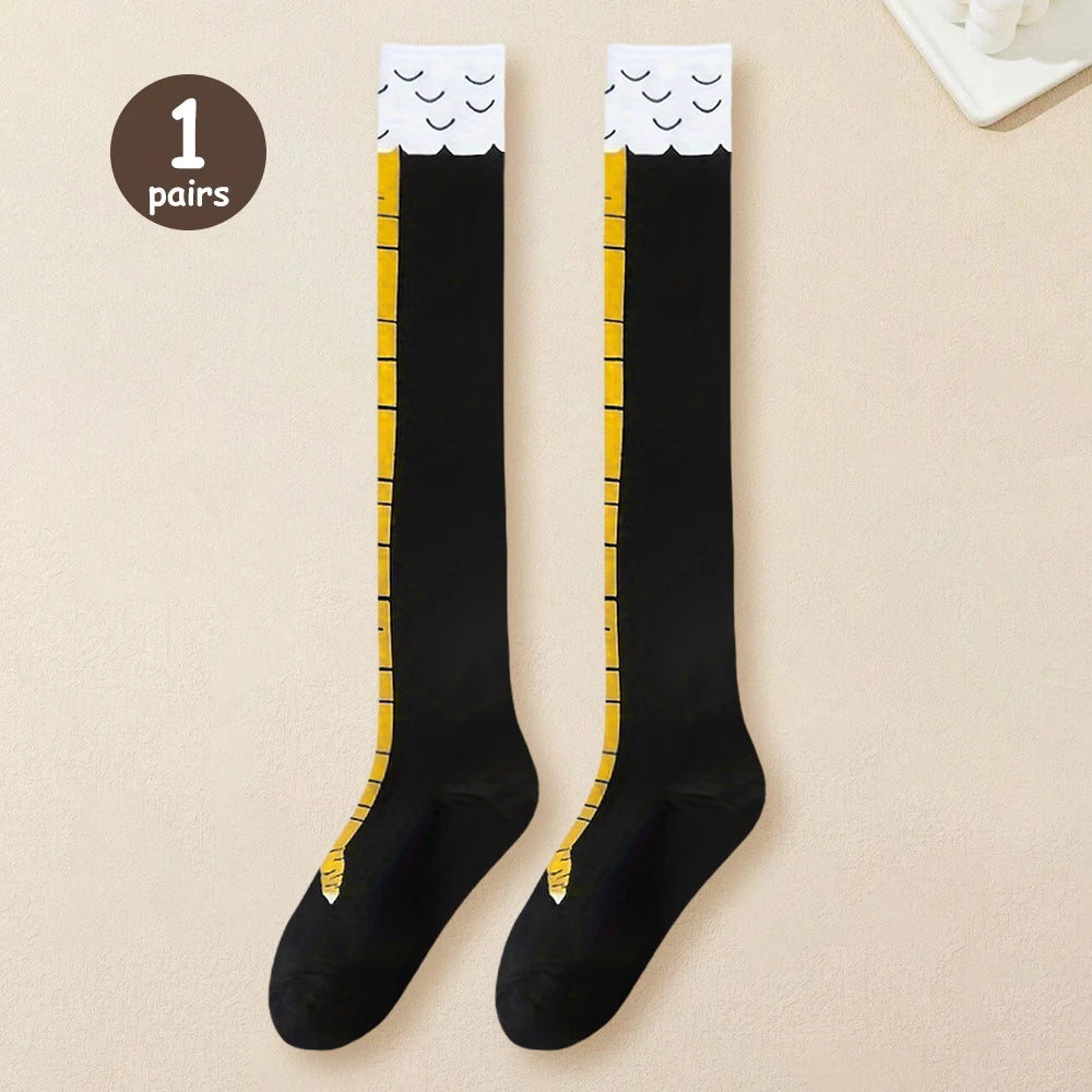 Above Knee Funny Chicken Claw Socks Happy Phoenix