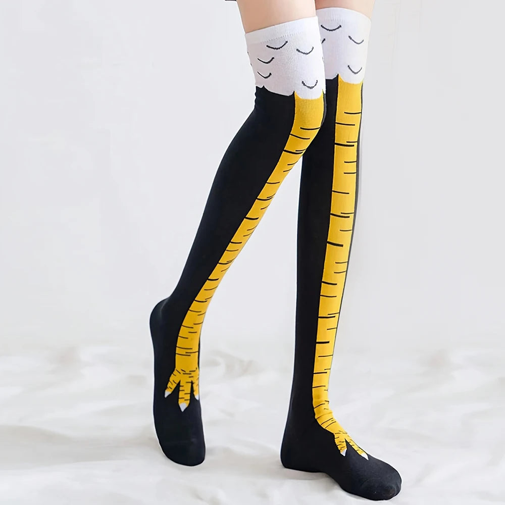 Above Knee Funny Chicken Claw Socks Happy Phoenix