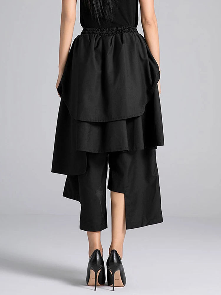 High Elastic Waist Calf-Length Pants women