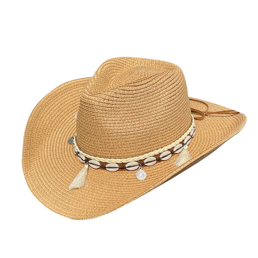 Shell Fringe Cowgirl Summer Straw Hat Happy Phoenix