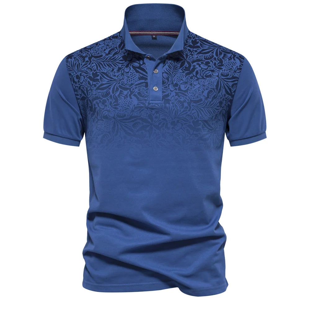 Gradient Printed Men's Short Sleeve Polo Shirt Happy Phoenix