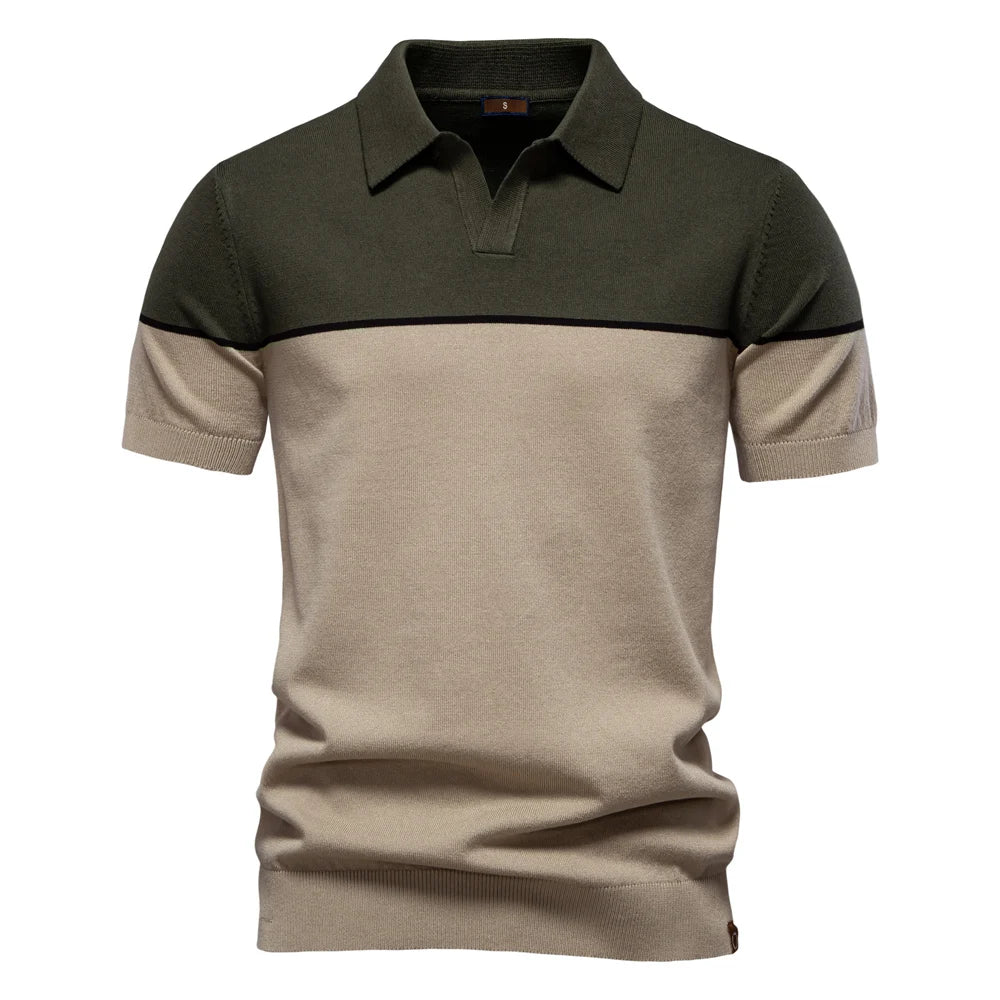 Athletic V-Neck Color Block Slim Fit Polo Shirt Happy Phoenix