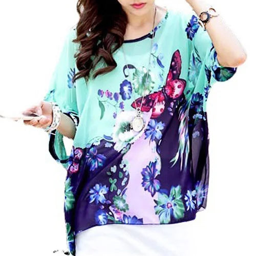 Graceful Floral Chiffon Blouse Happy Phoenix