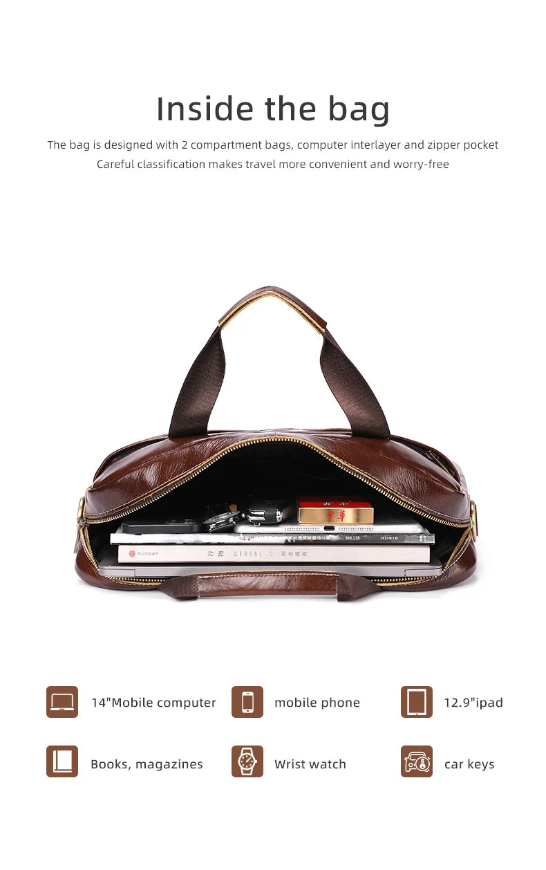 Leather Men's Business Travel Bag Happy Phoenix