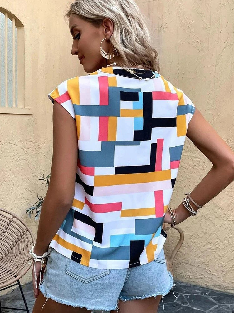 Casual Short Sleeve V Neck Summer Top Happy Phoenix