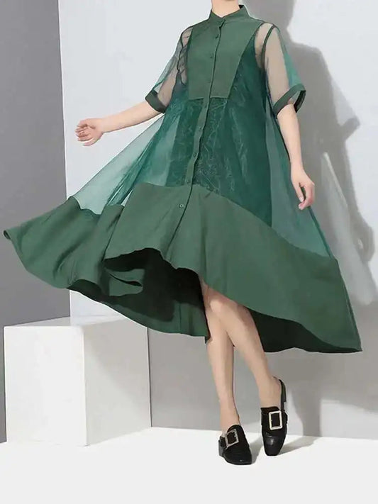 Fashion Tide Women’s Organza Shirt Dress Happy Phoenix