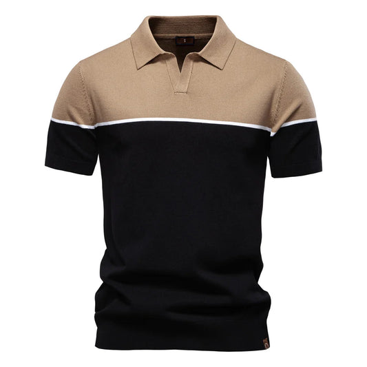Athletic V-Neck Color Block Slim Fit Polo Shirt Happy Phoenix