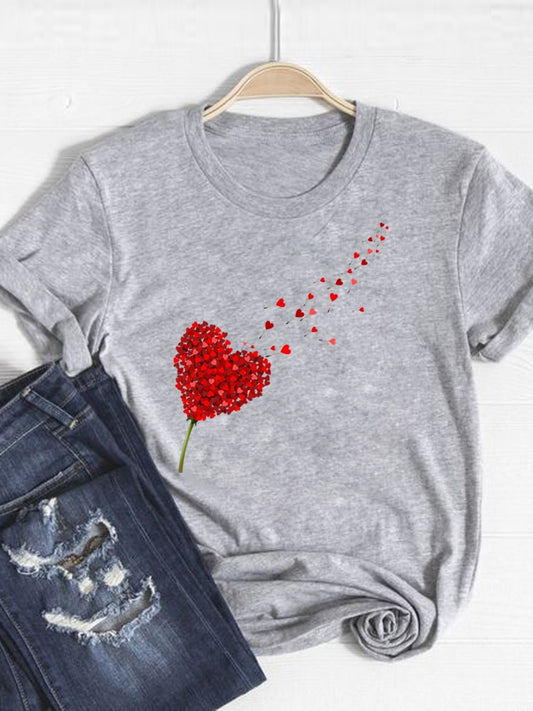 Love Dandelion Graphic Short Sleeve T-shirt Happy Phoenix