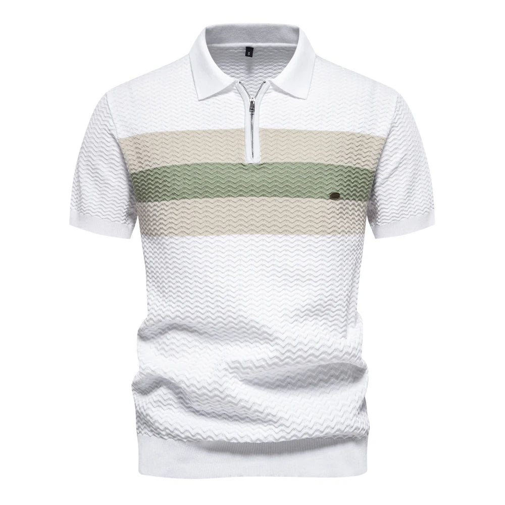 Textured Ribbed Knit Polo Shirt Happy Phoenix